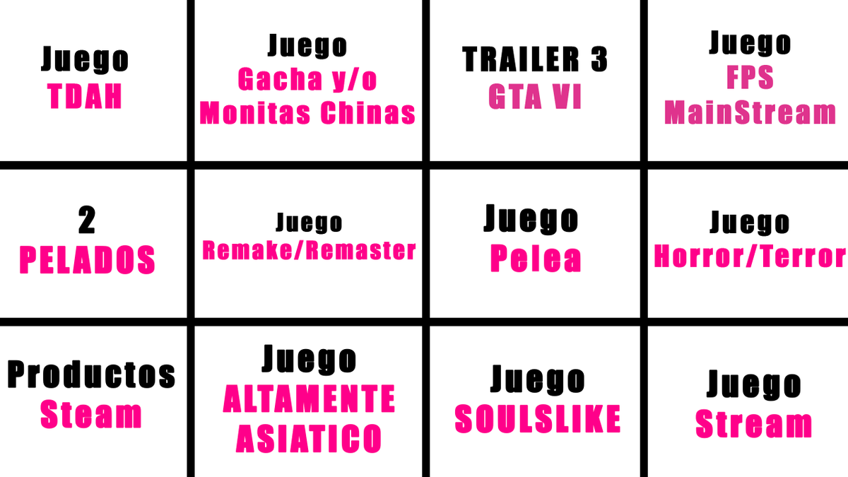 Suwie_'s tweet photo. ya prepare mi bingo para la Summer Game Fest 2026 https://t.co/hpXHDw3cNU