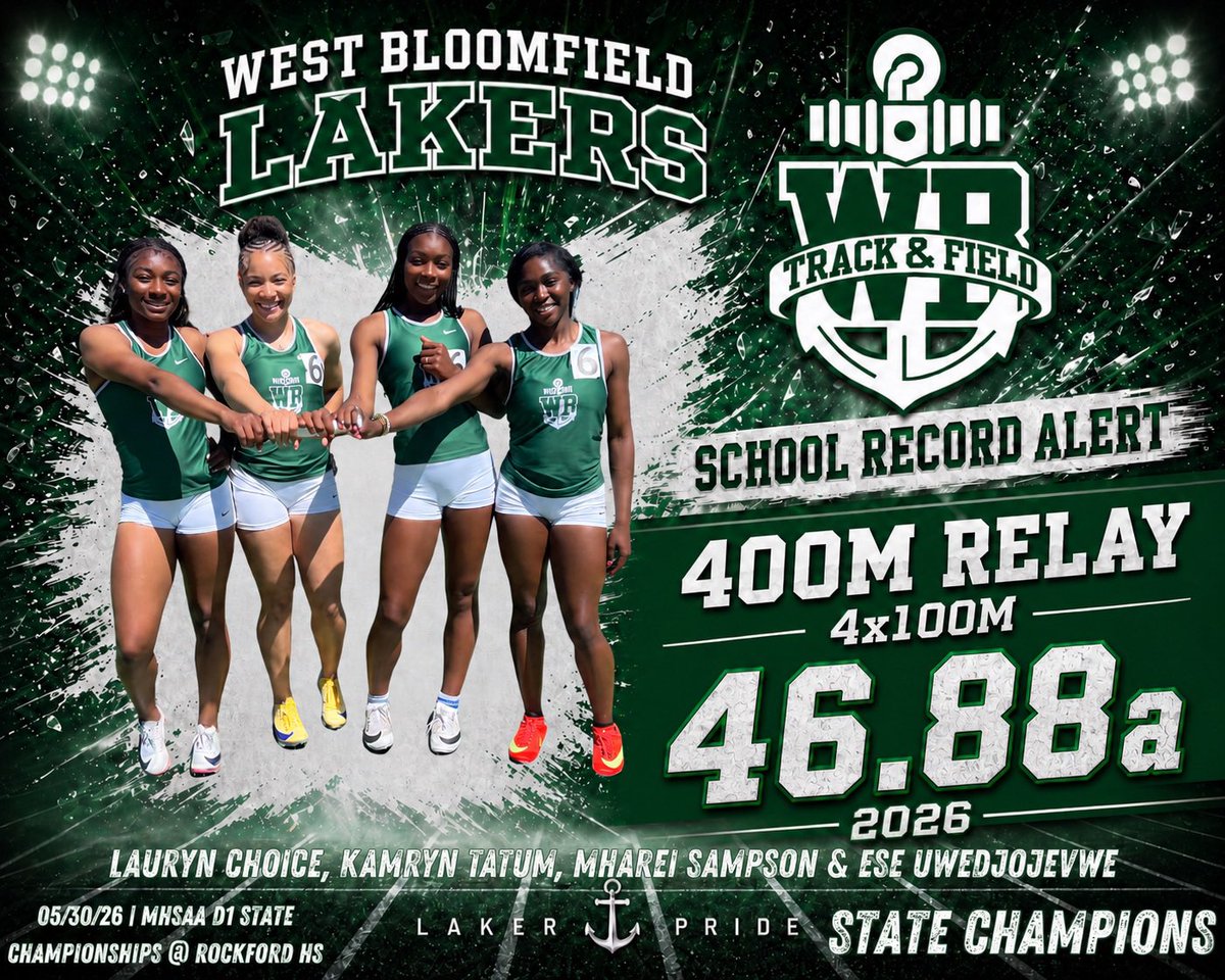 wbtfxc's tweet photo. L-Girlz 4x1 | 6th straight podium finishes!
6th time is the charm: STATE CHAMPIONS! 🏆
Thank you to all the past &amp; present relay runners for this amazing accomplishment!
Watch the 2026 race video:
📺 https://t.co/aJikrmyYPq
#LakerNation⚓️🐊 #TeamWB #OnlyWB @ZHilbs @tatum_kamryn https://t.co/EVrm8YoXcL