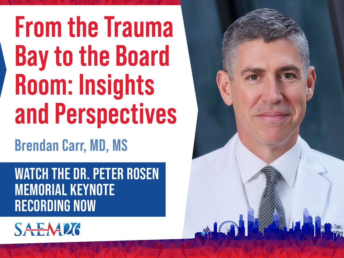 SAEMonline's tweet photo. During the Dr. Peter Rosen Memorial Keynote at #SAEM26, Brendan Carr, MD, MA, MS, shared a powerful reminder: “We can’t control what comes in the front door. We can control how we respond to it and how our team responds to it.” 

View the full speech: https://t.co/MsEdpfx4Ql https://t.co/7Xuu7O3aC7