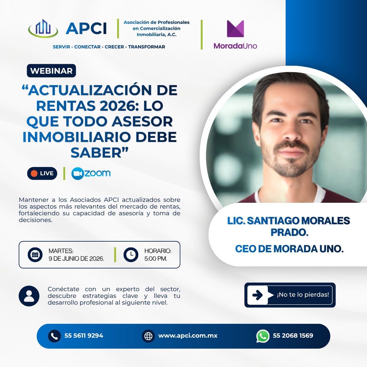 apciac's tweet photo. Webinar Exclusivo para Asociados APCI     

📆Martes 9 de junio de 2026.   
🕔5:00 p. m.      

Un espacio de actualización y fortalecimiento profesional para nuestra comunidad inmobiliaria.       

#APCIEnMovimiento 
#OrgullosamenteAPCI 
#YoMeCapacitoEnAPCI https://t.co/OmVSGqEDYp