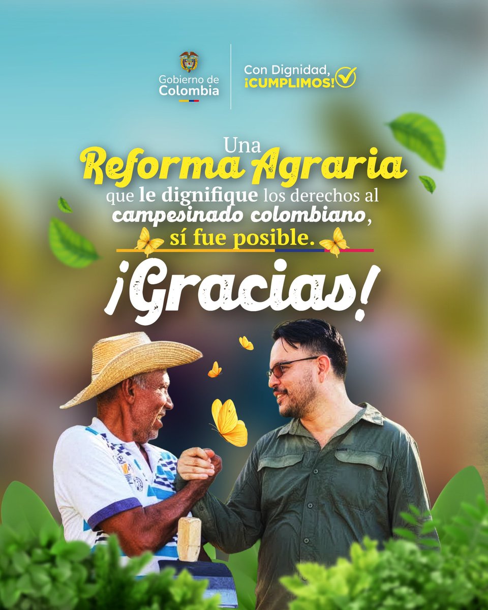 NicoRodriguezPe's tweet photo. La Reforma Agraria no puede detenerse. El campo es el motor del país y garantizar la propiedad de la tierra a nuestros campesinos es un acto de justicia histórica. Continuar con este proceso es asegurar la soberanía alimentaria y la paz. 🌾🇨🇴

#ConDignidadaCumplimos https://t.co/0K880xe80v