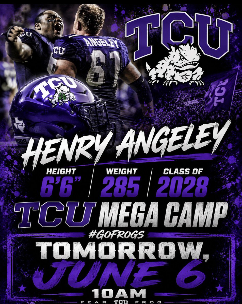 henry_angeley's tweet photo. Ready to get after it tomorrow at the @HORNEDFROGFB Mega Camp 10am session! Appreciate @CoachRickerOL, @BGChrisOwens, and @BarryH8879 for the invite. Time to compete. #GoFrogs ๐ธ๐ #dadsalmamater #RecruitLiberty #ForHim
@Dwilla_TMA
@LCS__Football
@CoachBelcher1
@Coach_JM1
@cannon_monty
@ChancellorBrew1
@Coach__Callahan
@its_tgriffin
@GabeEliserio
@DNeill62
@RecruitLCS
@CoachBoffman
@Kickslide @CoachOglesby @Coach_G_Stewart @AnaeCoach @ST_Haunga @CoachBarnett_OL @CoachPlumb1 @CoachM_Schmidt @coachliddle @Coach_Crill @BooneFeldt @_TheCoachHarris @Callybrian @CoachLimegrover @Coach_Smith61 @CoachBrisson @J2theGross @FBCoachK @CoachKaster @Coach_WebbWFU @JAbercrombie51 @Coach_TKeane @CoachTuitele @Coach_CPace @CoachLHyde @CoachAKwon @CoachRyanFavre @Coach_CBooth @_CoachMunch