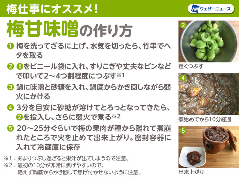 wni_jp's tweet photo. ＜青梅の簡単アレンジ3選＞
6月6日は #梅の日。店頭に青梅が並ぶ時季です。梅酒以外にもカリカリ梅の醤油漬け、梅甘味噌、梅肉エキスなど、実はアレンジ豊富！
代謝促進や疲労回復効果もある梅を日々の食生活に取り入れて、体調を整えませんか？
https://t.co/pMsFFheEGl https://t.co/N5xYxijqWS