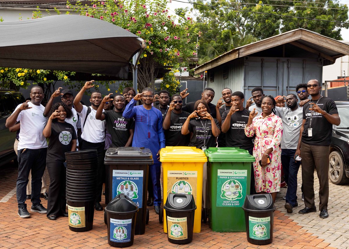 coronationghana's tweet photo. Today, we partnered with Coliba Waste Management Services Ltd to launch a waste collection and recycling initiative focused on plastics, glass, paper and metals, while empowering our team through sustainability awareness.

Together, we’re building a cleaner, greener future.

#ESG https://t.co/lrPaQvJRXS