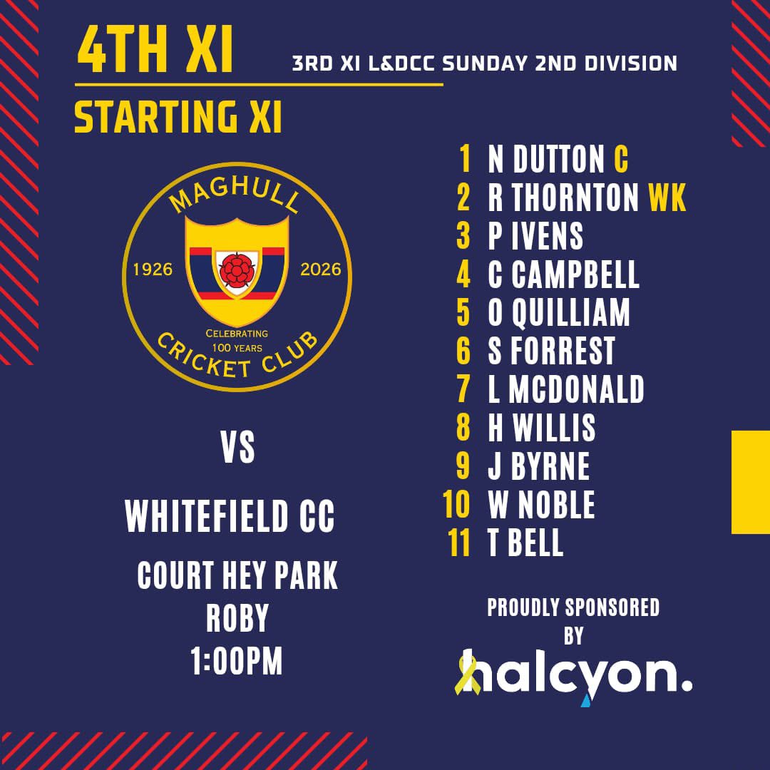 MaghullCC's tweet photo. And finally…

It’s a trip along the M62 on Sunday for the 4th XI and the skippers new motor, as they travel to Court Hey Park to take on Whitefield. 🔵🔴🟡 https://t.co/OzwTUzSH56