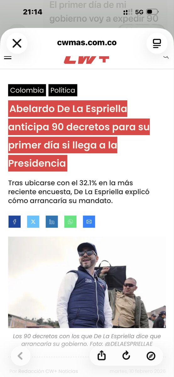 ColomboSweden's tweet photo. ALERTA 🚨

“El primer día de mi gobierno expediré 90 decretos sin necesidad de que se discutan en el Congreso de la República”.

Y eso que el supuesto “dictador comunista” es Petro.

¡Miserables! https://t.co/Aj6rRXDd2B