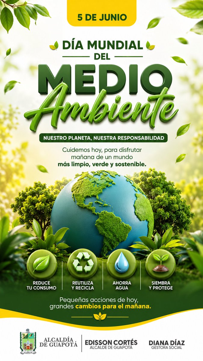 Guapota_S's tweet photo. 🌎💚 Día Mundial del Medio Ambiente 🌎

En el marco del Día Mundial del Medio Ambiente, reafirmamos nuestro compromiso con la protección de los recursos naturales, la conservación de nuestros ecosistemas y la construcción de un futuro más sostenible para las nuevas generaciones. https://t.co/0NSM3gAPXG