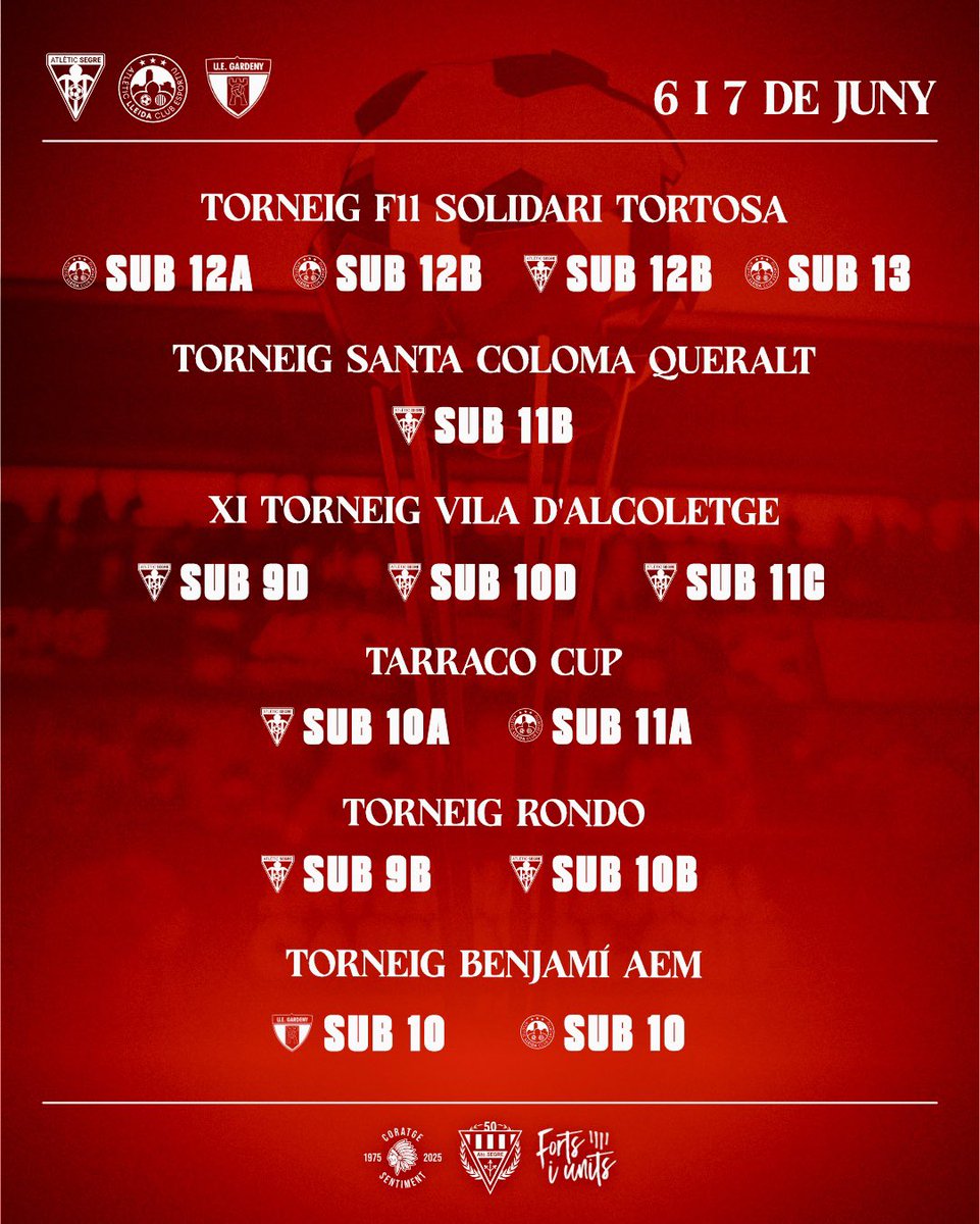 AtleticSegre's tweet photo. 🏆📆Participacions dels tornejos 6 i 7 de Juny

#fortsiunits❤️🤍 https://t.co/PLUWNoxZnF