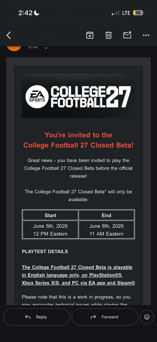 Jamia2Cut3's tweet photo. Selling my CFB 27 Beta code dm me for more info 

#collegefootball #football #CFB27 https://t.co/TKMNKtZJkr