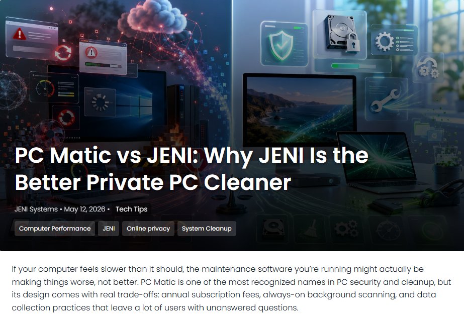JeniSystems's tweet photo. JENI helps clean and repair Windows and Mac computers without background bloat, cloud processing, or another yearly subscription. https://t.co/6yJhm4ul5D
#DataPrivacy #Windows #Cybersecurity https://t.co/1VSxSKsYRP