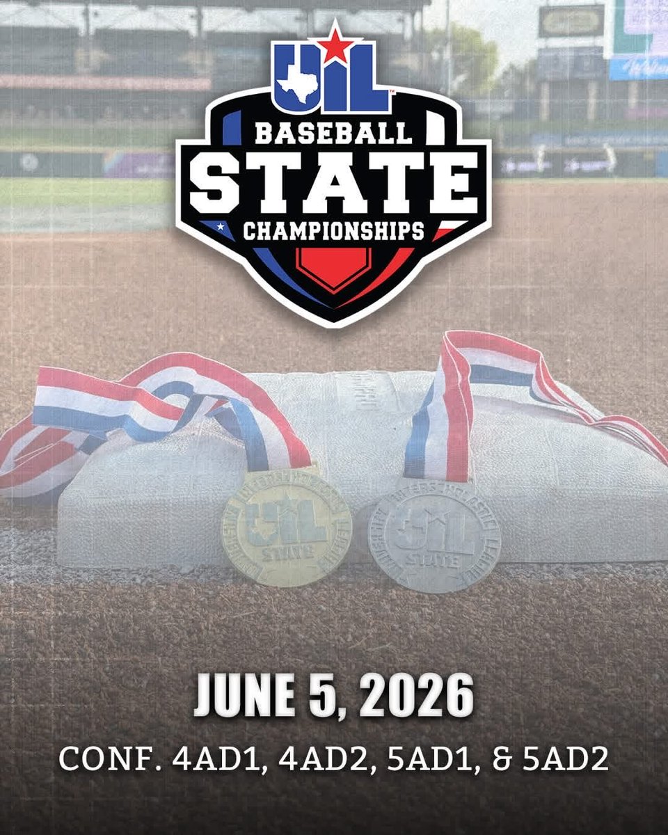 SISDmedia's tweet photo. 🏆 Trophies are on the line today here at day 2️⃣ of the UIL Baseball State Championships! 

9:00am 4A-D1 Pleasant Grove vs. Calallen
12:00pm 4A-D2 Robinson vs. Brock
4:00pm 5A-D1 Lake Creek vs. Aledo
7:00pm 5A-D2 Lovejoy vs. Sharyland

🏟️ State Info: https://t.co/59mxV0iTZ2
📊 Live Stats: https://t.co/CoQAwOmUFf
📖 Digital Program: https://t.co/sDEUf49hDc
🎟️ Tickets: https://t.co/C1LqbGkdnt
🎥 Stream Live on NFHS Network