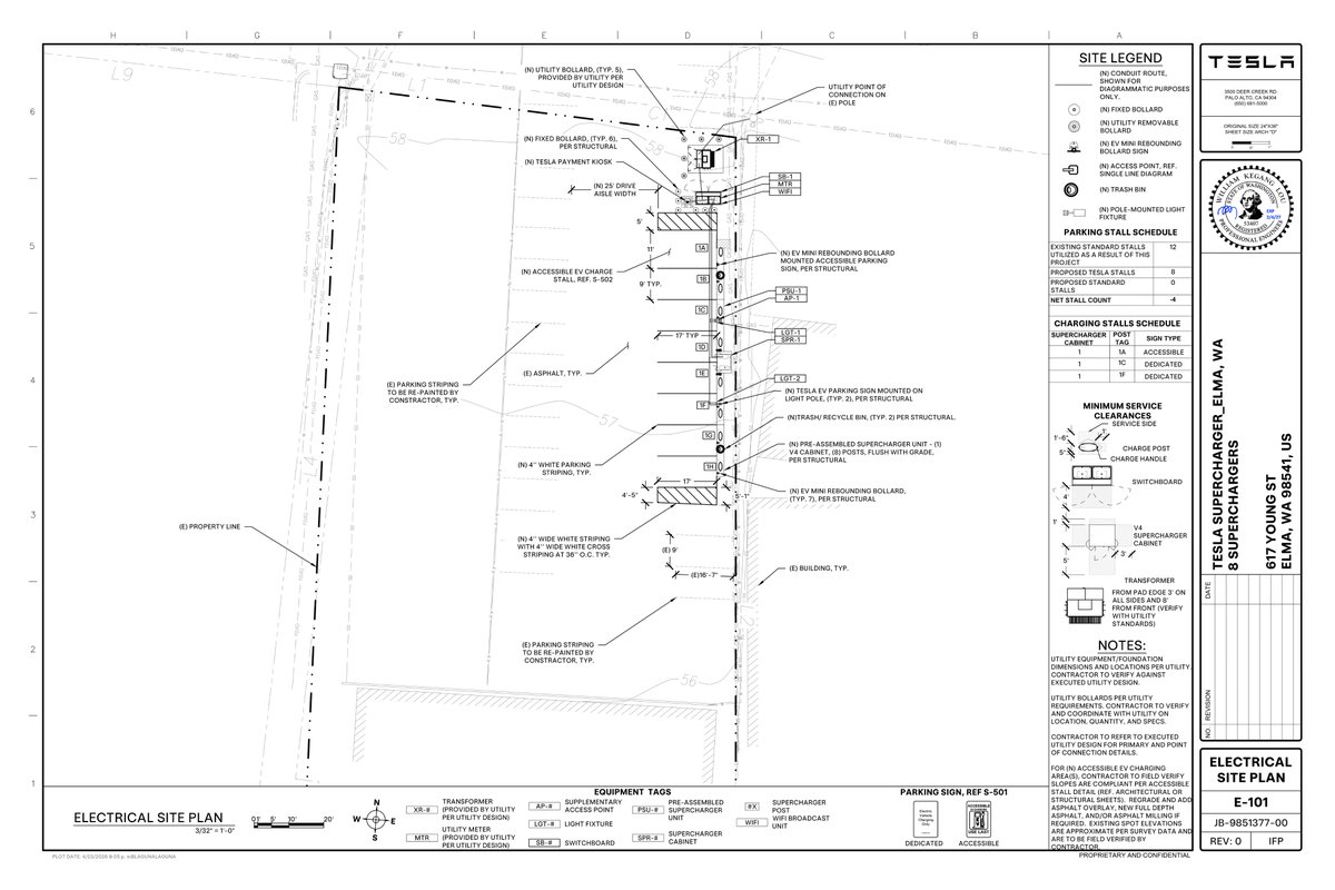 MarcoRPi1's tweet photo. A new Supercharger is coming soon to Elma, Washington!!

Permits were filed last month for an 8-stall V4 PSU station at the Elma Farm Stand on E Young St.

The site is located about half a mile off Washington Route 8 (US-12), and about 25 miles west of Olympia. https://t.co/LmzDkmcA7D