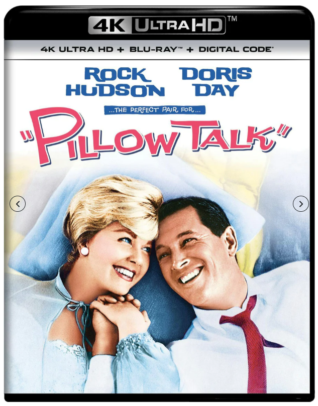 Highdefwatch's tweet photo. THE 1950s Rom-Com 'Pillow Talk' with Doris Day &amp; Rock Hudson gets a 4K @UltraHDBluray release from @UniversalPics on July 28. Director Michael Gordon used split-screen frames throughout between his stars when they talked late into the night via a phone. https://t.co/F1uHXAJS0x