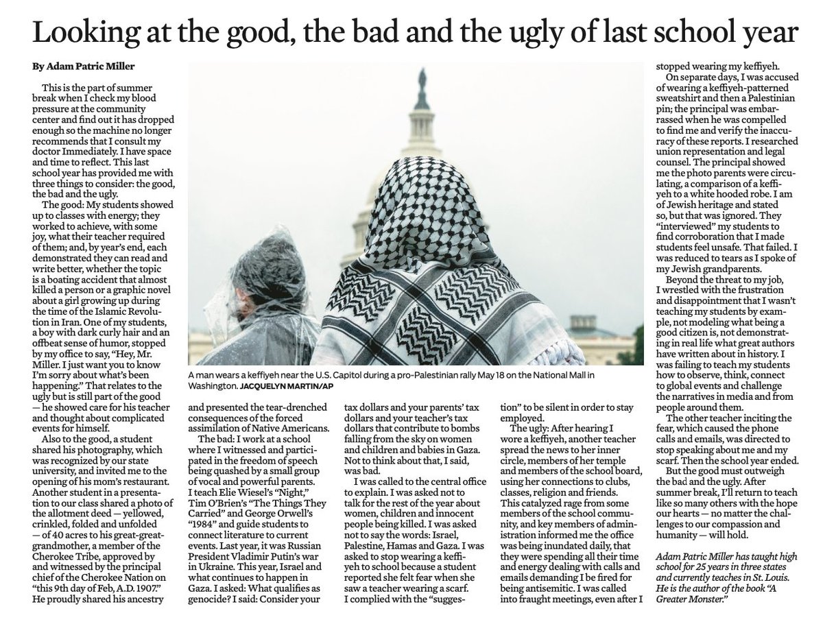 APMwriter's tweet photo. @mehdirhasan where i teach they tried to cancel me for being pro-Palestine—but because i broke no law, they had to back off...The Chicago Tribune article below if interested. https://t.co/xuj9VjMLib