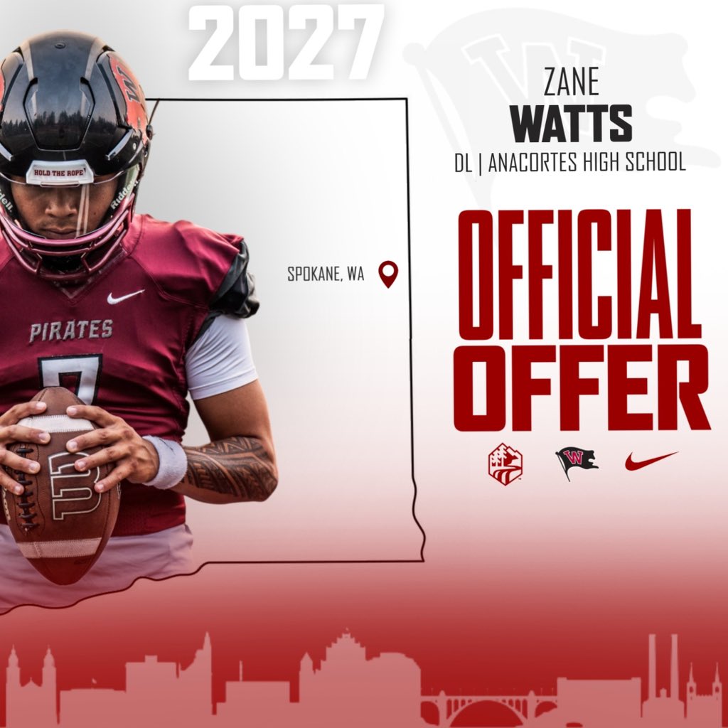ZaneW53's tweet photo. So grateful to have received my first offer and a chance to continue my academic journey @WhitworthFB @CoachJrodg @Coach__Shaw @CoachPortz @AnacortesFB https://t.co/Jvuf18BZNQ