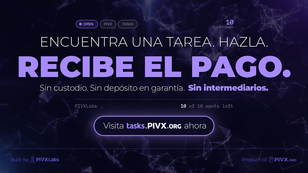 PIVX_Espanol's tweet photo. Encuentra una Tarea. Hazla.
Recibe el Pago. π
https://t.co/iAj1F2HuQa
#PIVX #CryptoTasks #NoKYC https://t.co/14ZOGufgUZ