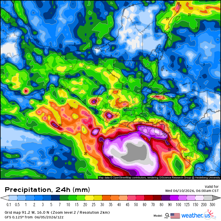GuillermoJovelR's tweet photo. 🧙🏻‍♂️🌧️🌀

El consenso de los Titanes.

GFS vs ECMWF.
PCPN 24H | Martes 09, 06:00 am – Miércoles 10, 06:00 am.

Cuando los dos gigantes de la simulación global se contradicen, hay espacio para la esperanza. Cuando se ponen de acuerdo, la atmósfera tiembla. Las últimas corridas muestran que han dejado de competir para alinear sus proyecciones hacia un mismo y devastador epicentro. La incertidumbre se va rompiendo y los titanes apuntan a mismo suelo.

Es verdad: la dinámica atmosférica es volátil y aún faltan cambios inevitables en el tablero atmosférico. Sin embargo, estas salidas representan un veredicto en esta historia, el momento exacto en que la sospecha se va transformando en una fría certeza. 
Las cartas se siguen moviendo, pero la advertencia está hecha: las bestias comulgan y nos tienen exactamente en la mira. "Alea Jacta Est".