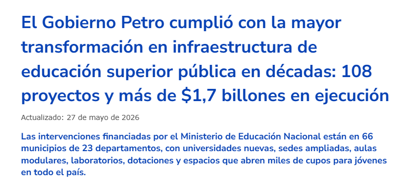 AcevedoAngel_2's tweet photo. Donde se enteren que este gobierno entregó más obras de infraestructura, inversión y mejoramiento en educación y salud se van de culos. 

Tumbarles la narrativa es muy fácil 😂 https://t.co/ZH5jToXqzd