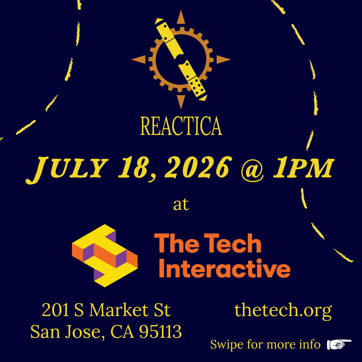 Flashdomino's tweet photo. 🗺️🧭⛵️REACTICA 2026 🏔️🚟🗺️

⏱️ July 18, 2026 @ 1 p.m.
📍 The Tech Interactive - San Jose, CA

Our 2026 Theme: “The Great Adventure”
A Domino and Machine One Ball Path
🟠➡️🏞️➡️🎑➡️🌁➡️🌇

Year 11!! Been planning a long time for this one, you won’t want to miss it! https://t.co/FqMitDKMJ5