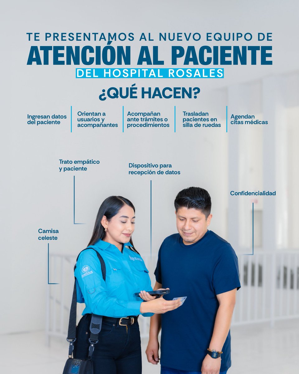 elnuevorosales's tweet photo. En el Hospital Rosales puedes auxiliarte del personal de Atención al Paciente.

Ellos te guiarán ante trámites y procedimientos para hacer tu visita más rápida y resolver cada necesidad. 🏥 https://t.co/565TEVlbct