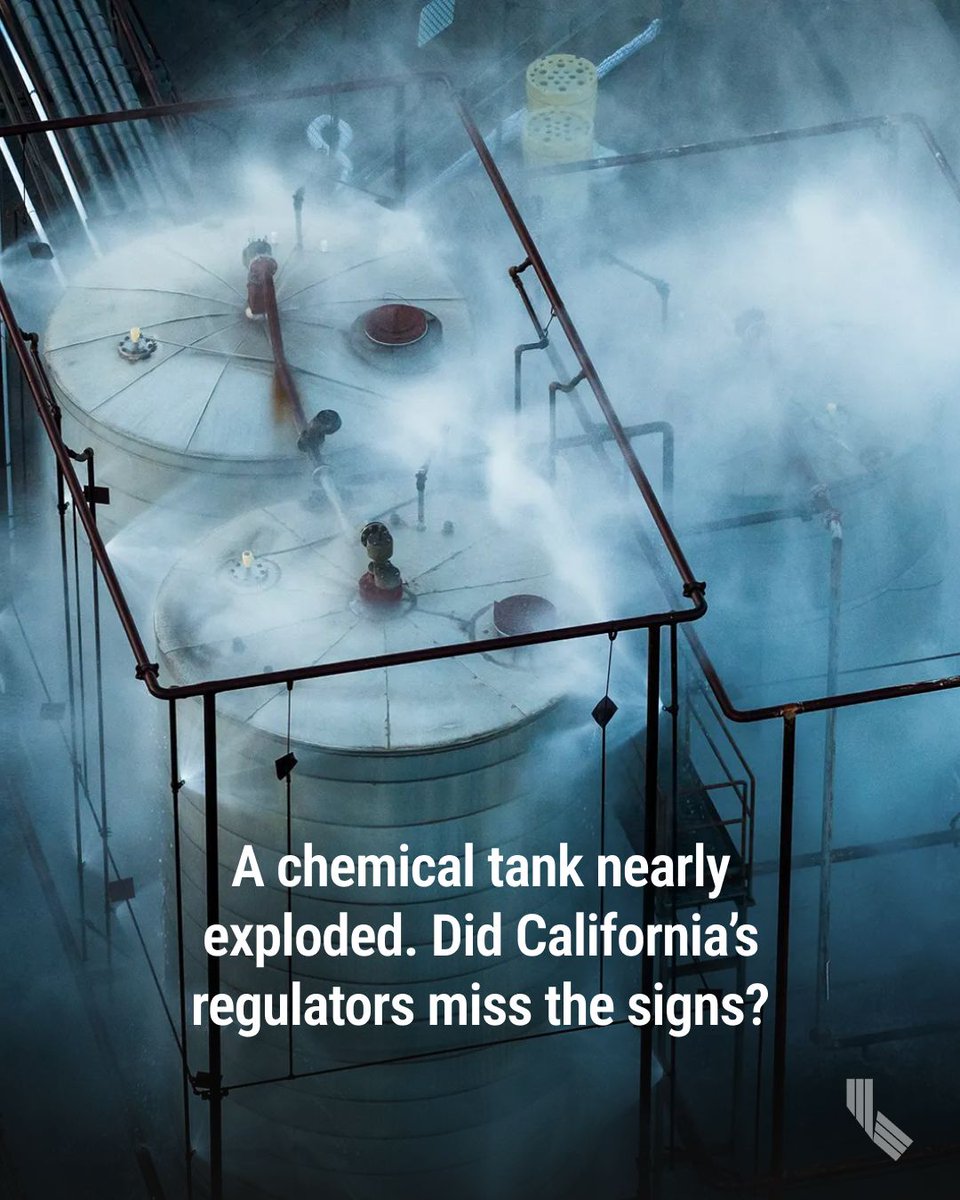 CalMatters's tweet photo. A tank at a Garden Grove aerospace plant came within a crack of exploding and forcing a toxic chemical cloud over 50,000 evacuated residents. Here's what regulators knew before it happened. https://t.co/Su1r4zz1Sq

📸 Ethan Swope, AP https://t.co/gu5XqR1OGw