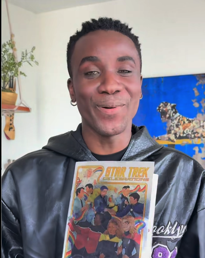fandompulse's tweet photo. Star Trek hired gay Klingon actor Karim Diane to write a homosexual romance comic for Pride Month, despite his never having written a comic before.

"I am officially a comic book writer. This is so exciting. I wrote as tory called Klingons don't flirt... out for Pride Month. It's a story about Jay'den and Kyle, of course, a beautiful love story."

Are there any Star Trek fans actually interested in this?