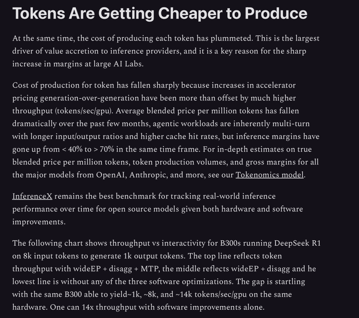 Ronangmi's tweet photo. @Shaughnessy119 agree on potential for OS model adoption to eat at mrkt share via: broader recognition many tasks dont require frontier pref + enterprise cost crunch

but in current form - and particularly for agents tasks (higher input:output ratios) - are margins not improving? https://t.co/YJFpQZvKfM