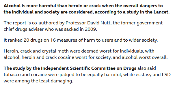 TomSpeed420's tweet photo. @King0243_PJC A staggering 50% of Police time is spent dealing with Alcohol related crimes.

We don't need more Police, we need less Alcohol!

Alcohol's a shit drug, it's the most harmful to the user and society combined. We need to regulate safer, less violence inducing drugs, like Cannabis. https://t.co/RTjm86VSAH