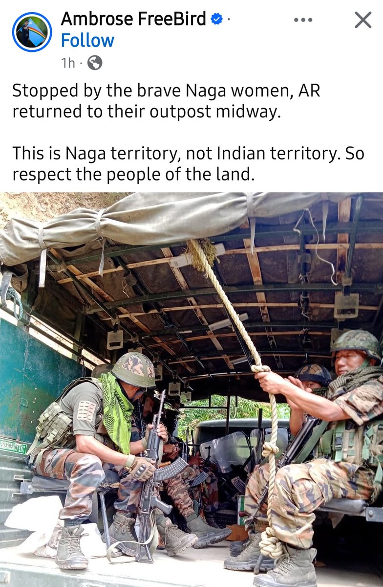 JShakurB's tweet photo. 🚨"THIS IS (Kacha) NAGA TERRITORY, NOT INDIAN TERRITORY!"

■This is the Treasonous delusions of NSCN-IM Separatists & their terror cheerleaders who are brazenly challenging India's territorial integrity & launching a subversive assault on India's sovereignty by declaring that Ukhrul & Noney are not a part of India.

■Translating this seditious rhetoric into hostile action, Personnel of the @official_dgar carrying Medical supplies were denied entry & forced to return by the NSCN-IM weaponised Human Barricades at Noney, Manipur yesterday (5.6.26).

@AmitShah @narendramodi @LtGenGurmit @LtGenAshokInf @Spearcorps @adgpi @LtGenDPPandey @GeneralBakshi @MajorPoonia @major_pawan @LtGenAshokInf @RDXThinksThat @ColHunnyBakshi @LtColAnilDuhoon  @elitepredatorss @FrontalForce @MumbaichaDon 
@MeghUpdates
@defencealerts @republic
@vijaita @rahulkanwal @sardesairajdeep @BhallaAjay26 @Tracking_Live @NIA_India @LokBhavManipur @AdityaRajKaul @manipur_police @Arunchauhanhere @Dig_raw21 @IndiaWarMonitor @AadiAchint @TacticalKafir @ukhrultimes @RShivshankar @rishibagree