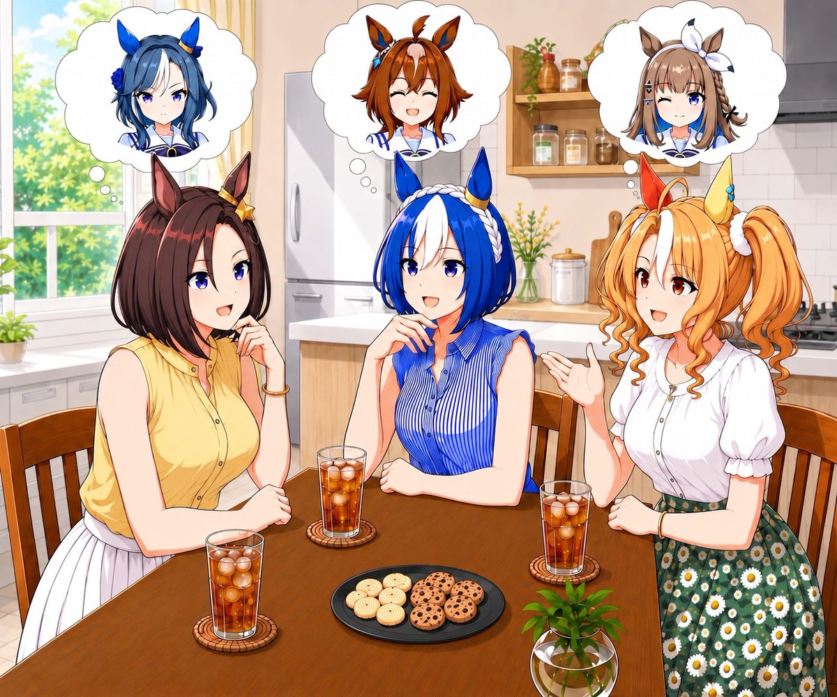 paira0912's tweet photo. #ウマ娘 #エアグルーヴ #シーザリオ #フサイチパンドラ #AIart  
おはようございます
本日6/7は「母親大会記念日」だそうです
日付は、1955年のこの日、東京・豊島
公会堂で2000人が参加して第1回母親
大会が開催された事から
1954年、アメリカがビキニ環礁で水爆
実験を行ったことをきっかけに、日本婦人
団体連合会は、国際民主婦人連盟に原水爆
禁止を提案し、世界母親大会がスイスで
開かれることになった
これに先立って、第1回日本母親大会が
開催された。「嫁をもらう、娘を片付ける
などの言い方をやめ、結婚と言おう」
「主人と呼ばず夫と呼ぼう」「女だてらに、
という言い方はやめよう」等の提言を
申し合わせた。この大会によって母親達の
社会活動の意欲が高まったと言われている
その後は、この日の開催になっている訳
ではないものの、毎年、「生命を生みだす
母親は、生命を育て、生命を守ることを
のぞみます」のスローガンの下に、生命と
暮らし、子供と教育、平和、女性の地位
向上などに関する分科会や講演会等が
開催されているそう
という事で、今回は、ウマ娘界の母親？
達の集まりを生成しましたw
大会のような大仰さはないですが😅、
おしゃべりに花��咲くこのウマ娘達
エアグルーヴさん
シーザリオさん
フサイチパンドラさんです

※今回セリフはございません
若いママ友の昼下がりの集まりの
イメージで生成しましたw
そして、若い母親が集まれば、
まずは子供の話が定番かと😊
いかがでしょうか？
（チャッピーくん
生成過程の関係上、ちょっと
今回作画が違います😅
ご了承ください）