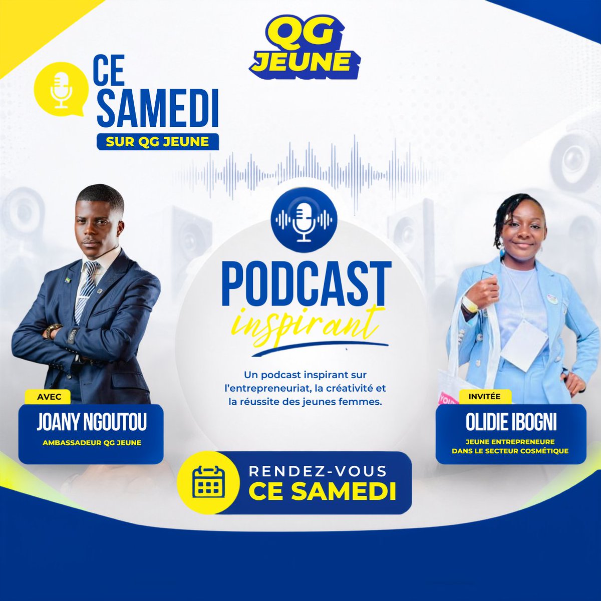 GabonQg's tweet photo. Ce samedi sur la chaîne Youtube de QG Jeune Gabon
@JNgoutou Ambassadeur @GabonQg, échange avec
@IbogniO, jeune entrepreneure dans le secteur du cosmétique.  

Rendez-vous ce samedi sur https://t.co/BfiWsdvV3n https://t.co/wCMjUGO9ip