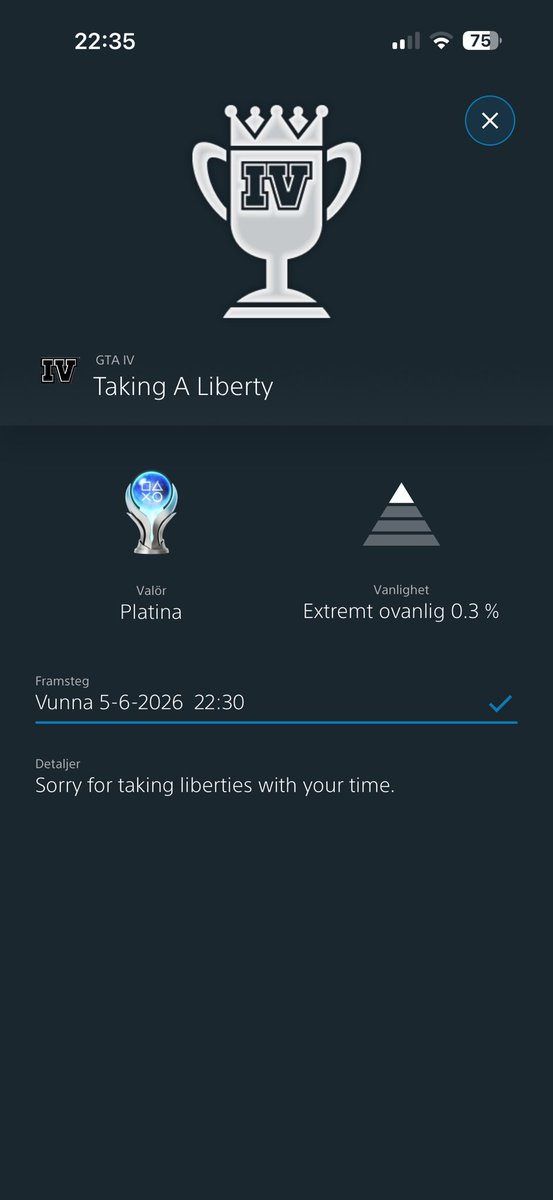 M1sterNegative's tweet photo. @PS5Trophies_ Platinum 150 gta 4 there we go taking a liberty and all the gta games done it’s been a journey the best one of them all now I’m ready to make the moves to Vice again #trophyshare https://t.co/nXLNJZp8Zk
