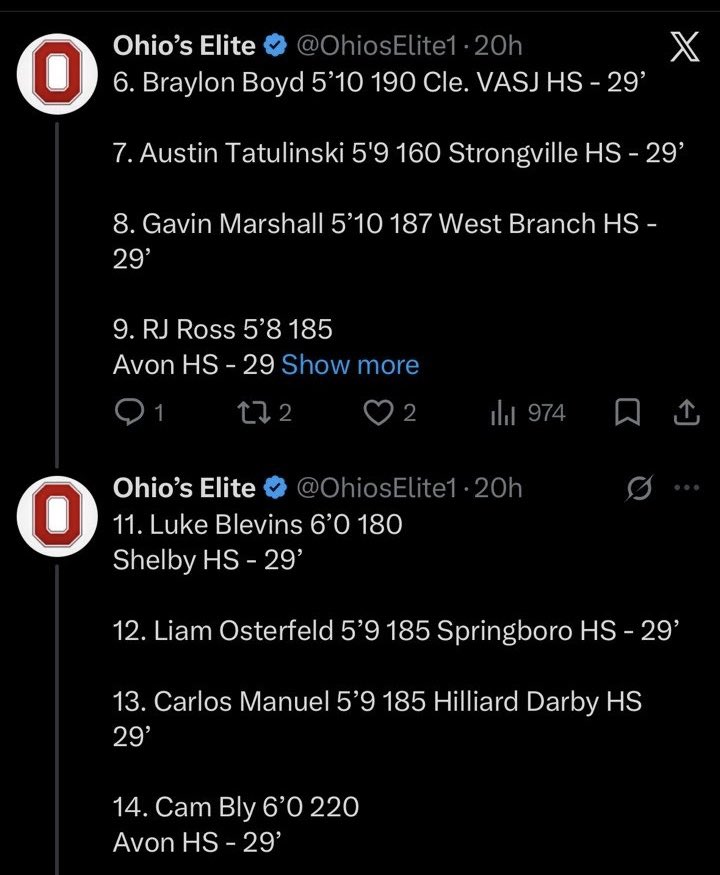 Rogrellross's tweet photo. Thank you @OhiosElite1 for ranking me as one of the top RB in the C/O 29’
@OhioStateFB @EaglesLifting @coach_elderm @ohiou @GoBEARCATS @ColburnMichael0 @KentStFootball https://t.co/IEOeCZ1KXL