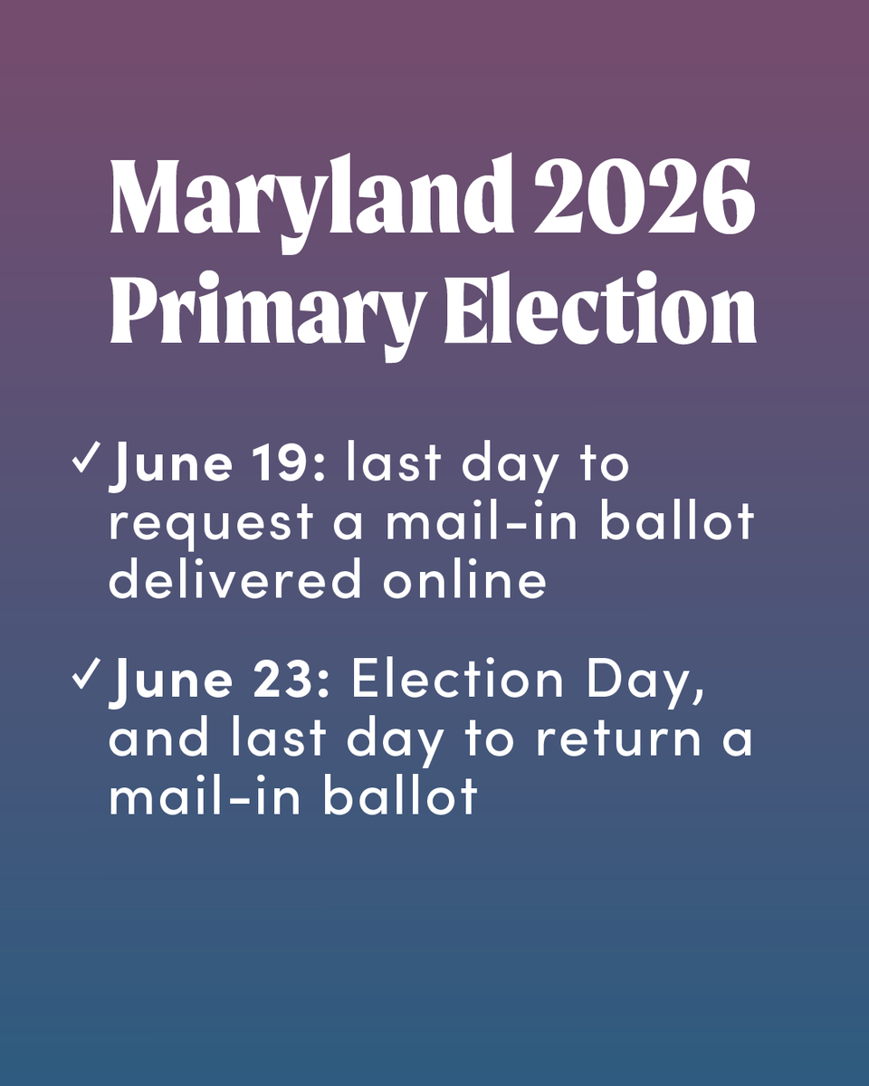 mdjustpower's tweet photo. Maryland, are you ready to vote? 🦀🗳️ The primary election is on June 23rd, and early voting starts June 11th!
Make your plan today to have your voice heard: https://t.co/MDyg0uTX4z
Note: Even though the registration deadline has passed, you can still cast a provisional ballot! https://t.co/5mA5NTt64I