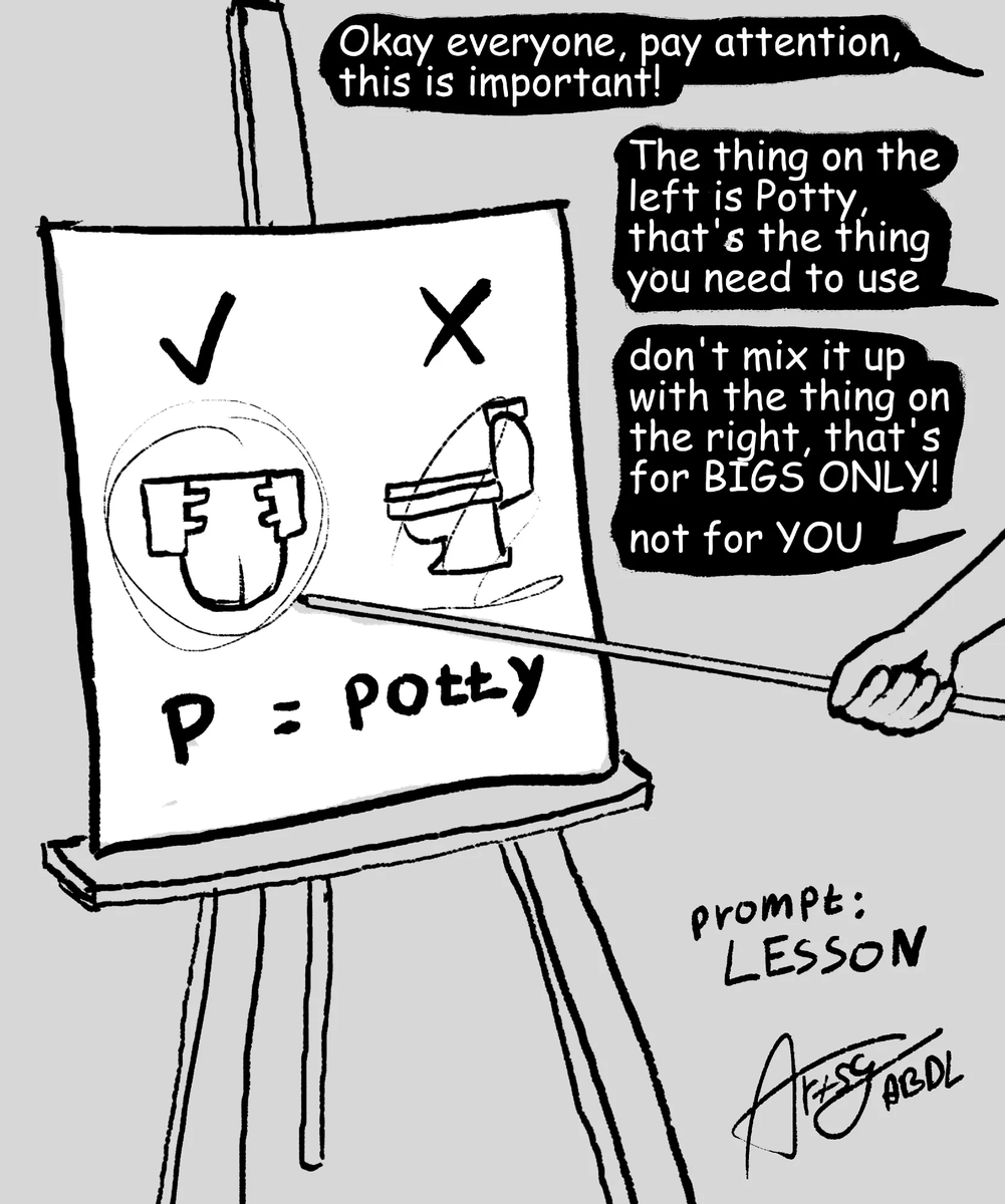 dummy_artsy_'s tweet photo. When talking about potty training,
just know that this is what "potty" means for you.   

The sooner you learn it, the faster you will be able to finish your training :3

Inktober 2025
prompt: lesson https://t.co/xvi2kWR4WM