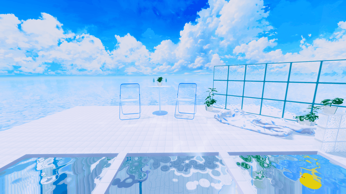 VRC_BARREL003's tweet photo. World:Ceiling Wave
by:ひかる（Hikaru）
波音だけが時を刻む、海に抱かれた白い家。
A place where the changing colors of the seasons meet the evolving future.
#VRChat #VRChat_world紹介 #VRChatPhotography #Quest https://t.co/rkqiTmPb0J