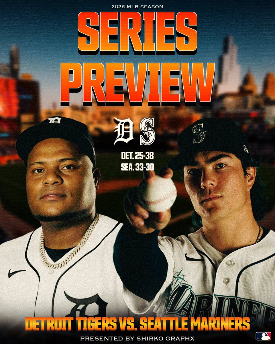 ShirkoGraphX's tweet photo. Tigers vs Mariners

Series begins in Detroit.

#DetroitTigers #mlb2026 #shirkographx https://t.co/NBolxnOfAO