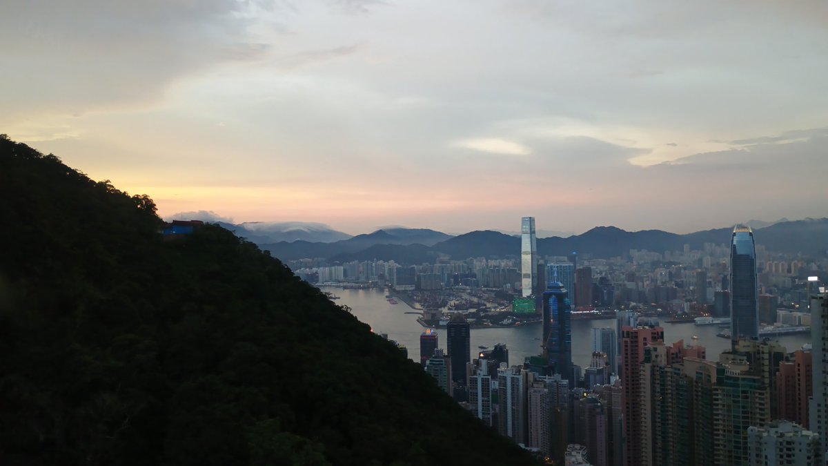 TeusIsNeverLate's tweet photo. Before, during and after the storm in Hong Kong today, with a bonus lightning strike. ⚡

Love it when you can see the cold front with rain coming in. https://t.co/cfDSK1tMuU