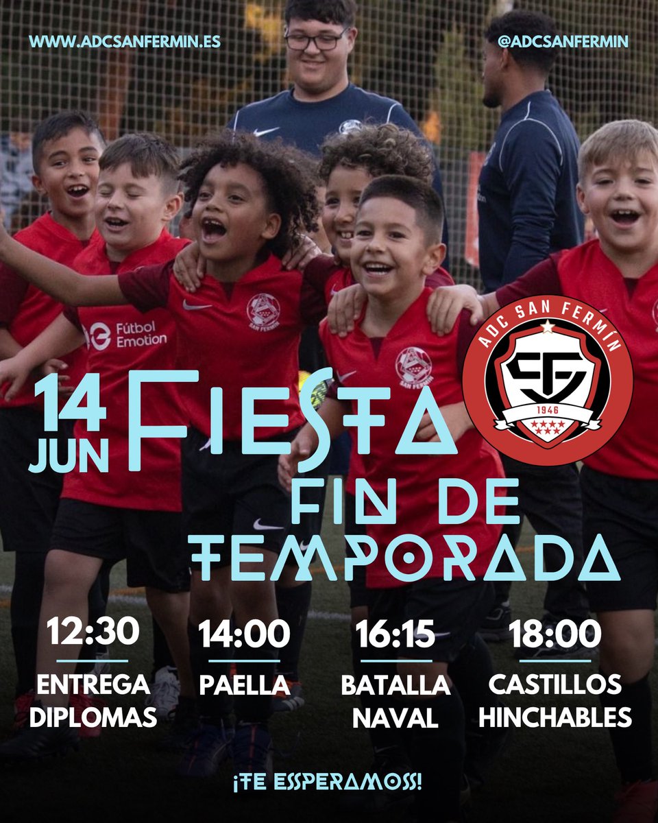 adcsanfermin's tweet photo. ¡Vente a nuestra fiesta de fin de temporada!

Te esperamos. https://t.co/HP7JwRZdKG
