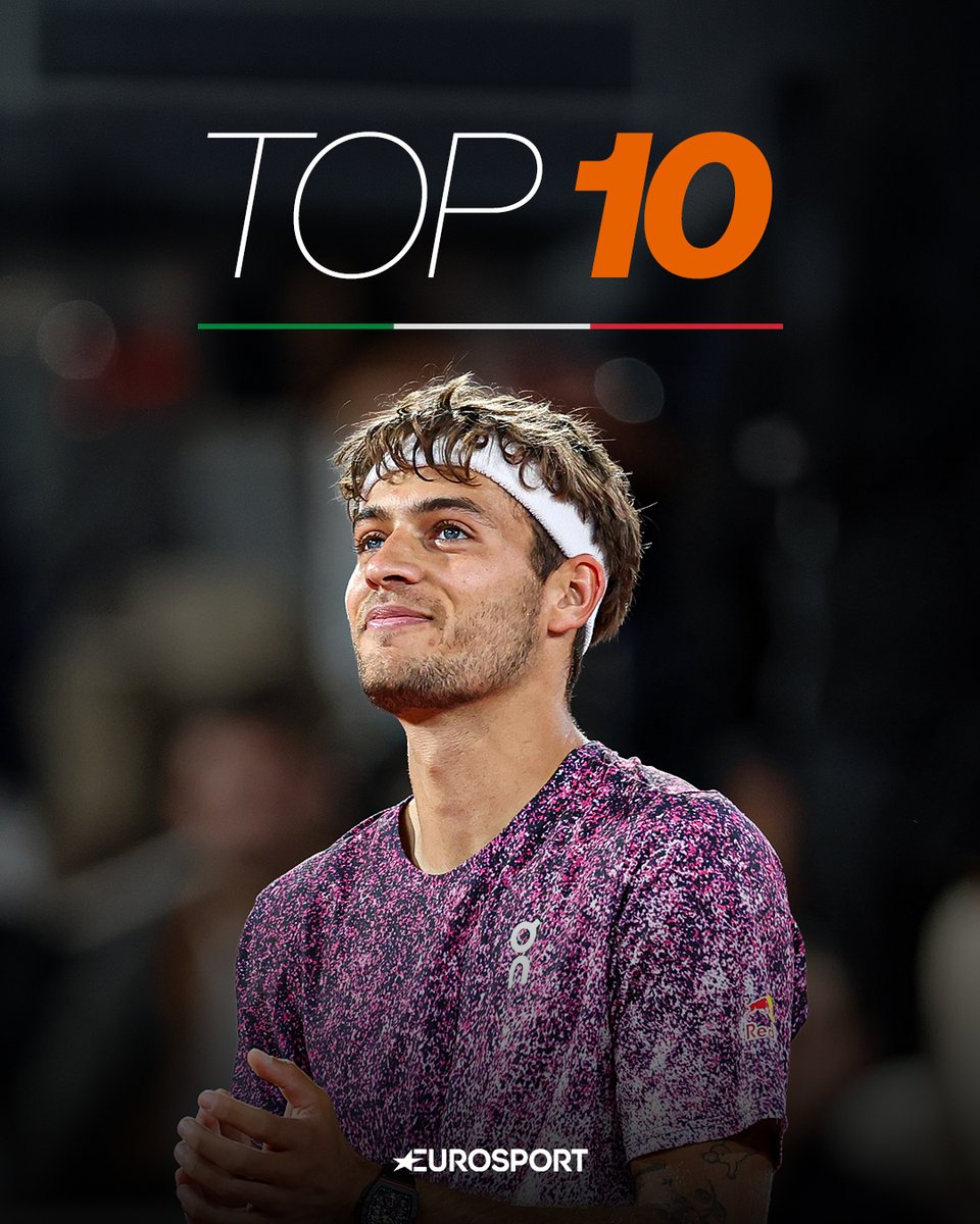 Eurosport_IT's tweet photo. 🇮🇹🥹 Da lunedì, Flavio Cobolli entrerà ufficialmente in top 10 del ranking ATP dopo la sconfitta di Menšík contro Zverev

Si tratta del settimo italiano a riuscirci (da quando c'è il ranking elettronico) dopo Musetti, Sinner, Berrettini, Fognini, Panatta e Barazzutti 💙

#Tennis #RolandGarros #Cobolli