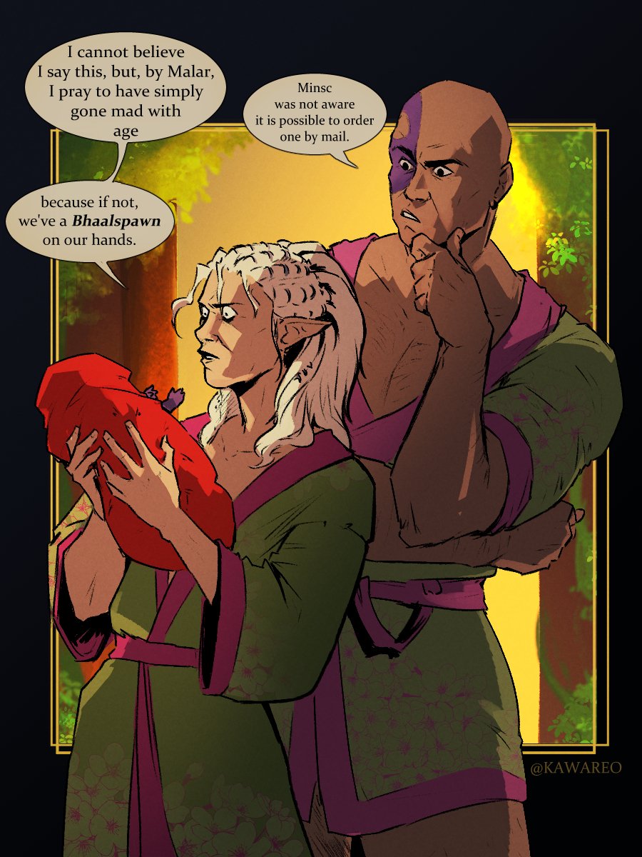 Kawareo408's tweet photo. AU in which Jaheira is raising a baby Durge, part 1/?
#Bg3 #jaheira #thedarkurge https://t.co/cB78y5325E