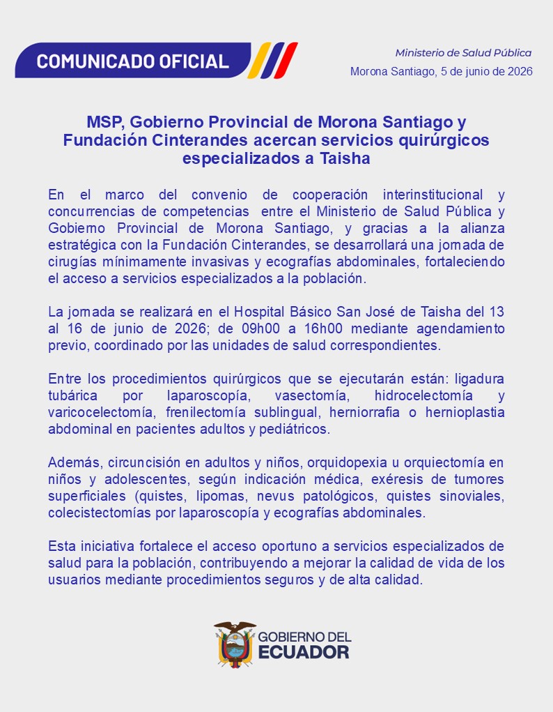 dpsmorona's tweet photo. #BuenasNoticias |📢🏥✨ @Salud_Ec , el Gobierno Provincial de Morona Santiago y la Fundación Cinterandes unirán esfuerzos para desarrollar una jornada de cirugías mínimamente invasivas y ecografías abdominales en el Hospital Básico San José de Taisha. https://t.co/t3RFILrPfF