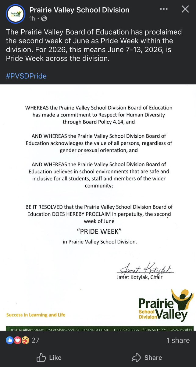 protestingprot1's tweet photo. Why is commenting off @PrairieValleySD? If it’s such a great initiative I would think everyone in comments would be in favour of your proclamation… https://t.co/YcIdw64I9h