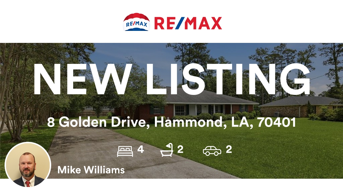 mwil82's tweet photo. 🛌 4 🛀 2 🚘 2
📍 8 Golden Drive, Hammond, LA, 70401

My latest listing on RateMyAgent.
Sales Agent 995696855
https://t.co/YZpF6Etxw3

...
#ratemyagent #realestate https://t.co/c8SWkrobIn