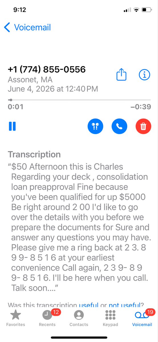 JustineBateman's tweet photo. Genuinely asking, if someone happens to have the answer.
What is the goal of these robocalls? Below is just one of hundreds of screenshots I could show of missed “potential spam” calls every day. 
Obviously they’re automated, so it’s virtually effortless for the “caller,” but why persist?
If there’s no answer by the callee and no callback from the callee, why keep doing it. I mean for months and months? Thinking they’ll break us down and we’ll finally call them back and sign up to their scam, in hopes it will stop the calls? 
If that’s the case, it should be in the pitch: “Good evening. This is Charles calling about your spam calling stoppage fee. Act now to have us stop calling you. Operators are standing by to discuss spam call stoppage rates. Call today!”
If anyone has any real insight, make a comment. I’m genuinely curious.