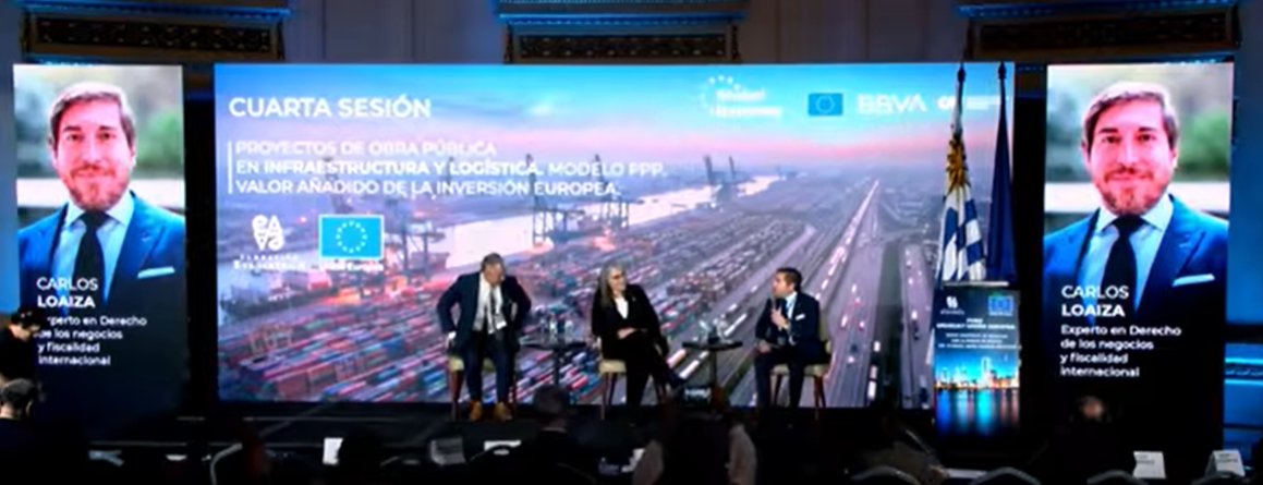 FEuroamerica's tweet photo. Continuamos con la Cuarta sesión: Proyectos de obra pública en infraestructura y logística. Modelo PPP.
Valor añadido de la inversión europea. Dirigido por @cloaizakeel y con la participación de @LuciaEtcheverry y @A_Ruibal 
@UEenUruguay @EU_Commission https://t.co/IpWFe0YmWV