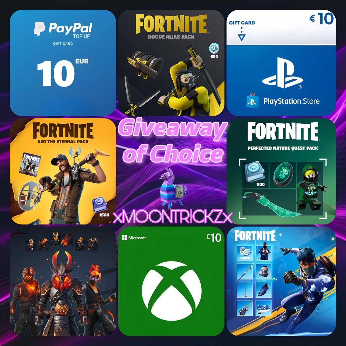 xMoonTrickZx's tweet photo. ✨ Prize of Choice ✨

1 winner.

Requirements:

💉 Repost this post!

💊 Follow @xMoonTrickZx 

💉 Comment what prize you’d like 👀

♥️ Consider using code “Moontrickz” in the item shop to support me & future giveaways! 

Ends in 48h!

⚠️ Some of the prizes are Xbox packs, VPN might be necessary to be able to redeem!