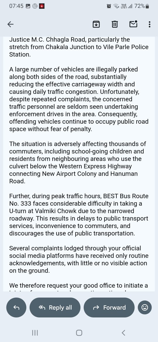 porusbhatt's tweet photo. @MTPHereToHelp @CPMumbaiPolice @CMOMaharashtra @maha_governor @mieknathshinde @VarshaEGaikwad @MumbaiPolice @VileParle_PS @parag_alavani @mybmc @AshwiniBhide @ShelarAshish 
The attached email screenshot is self explanatory. https://t.co/ziQwO6PmGK