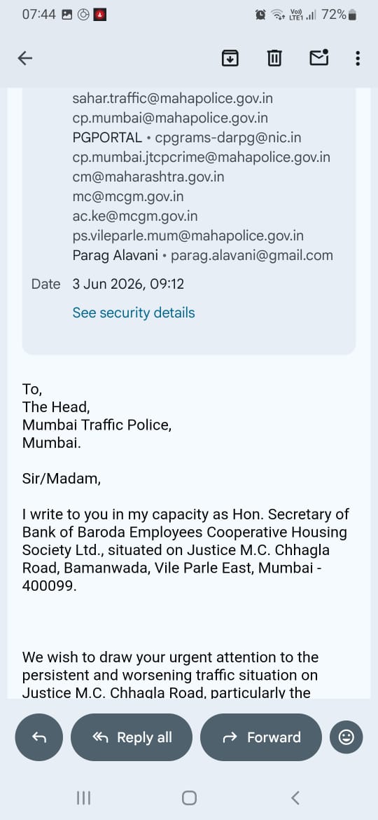 porusbhatt's tweet photo. @MTPHereToHelp @CPMumbaiPolice @CMOMaharashtra @maha_governor @mieknathshinde @VarshaEGaikwad @MumbaiPolice @VileParle_PS @parag_alavani @mybmc @AshwiniBhide @ShelarAshish 
The attached email screenshot is self explanatory. https://t.co/ziQwO6PmGK