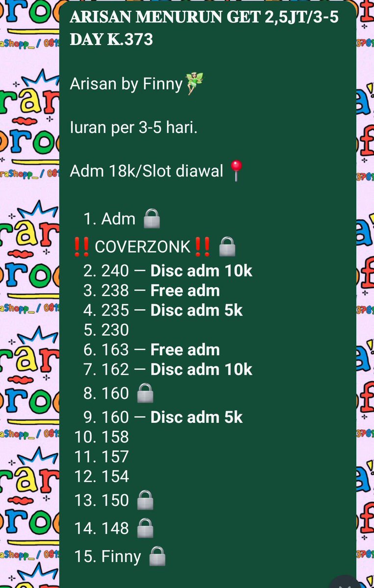 Jetfey's tweet photo. Avail arisan get tgl 26 Mei dan get 6 Juni🙂‍↔️🩷 isi slot untungnya yuk

Ada juga opslot get Mei-Juli slot untung dan mendatar! With um ya~

Slot receh-slot besar detailsnya bisa dm yaa🎈

Tag. Info wtb wts arisan online oper slot opslot mau butuh cari tawarin need

#bealanja https://t.co/cGsIlOuwnS